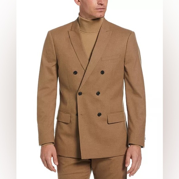 Perry Ellis Men's Camel Double-Breasted Suit